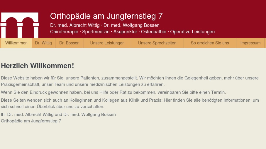 Orthopädie am Jungfernstieg Dr. med. Albrecht Wittig, Dr. med. Wolfgang Bossen