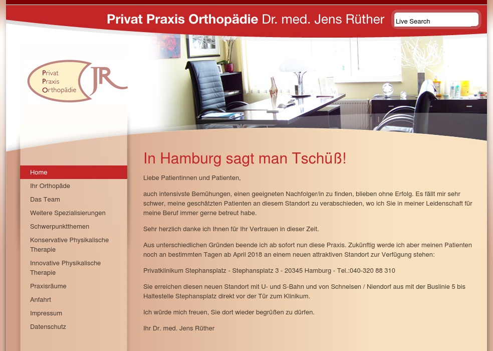 Rüther Jens Dr.med. Facharzt für Orthopädie