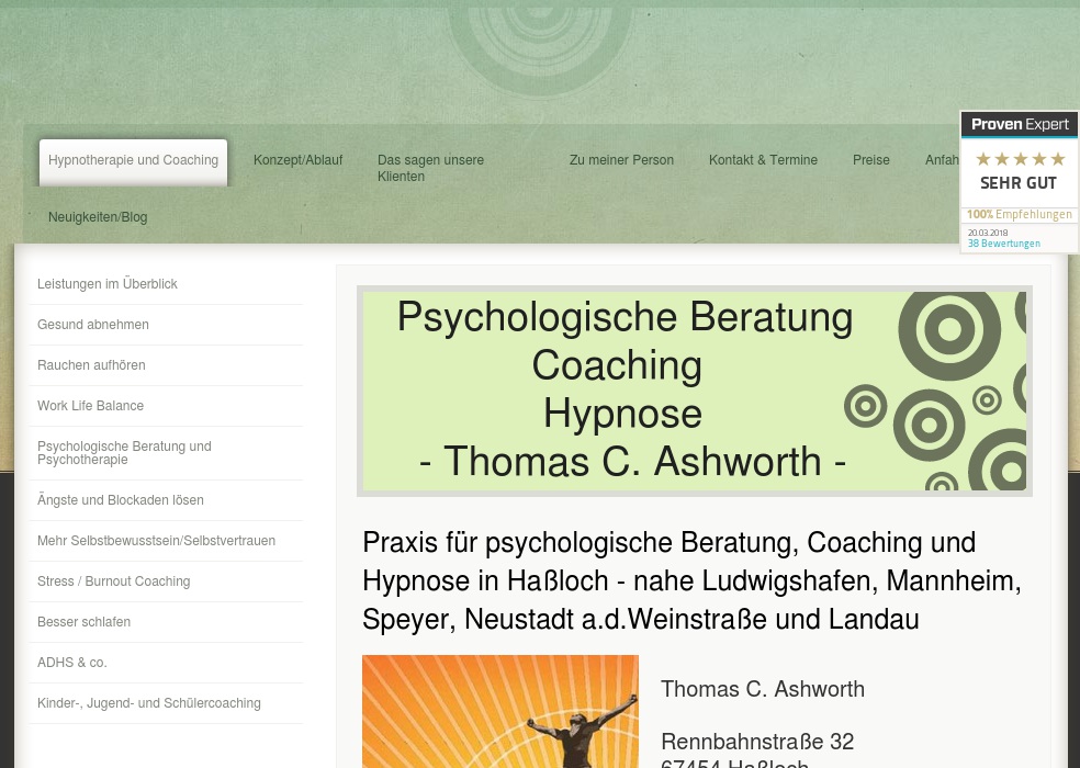 Praxis für psychologische Beratung, Coaching und Hypnose - Thomas C. Ashworth