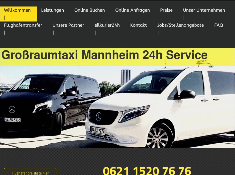 Grossraumtaxi Mannheim 24h Service