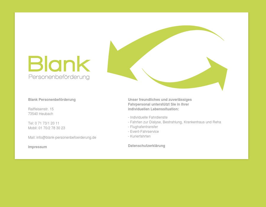 Blank Personenbeförderung