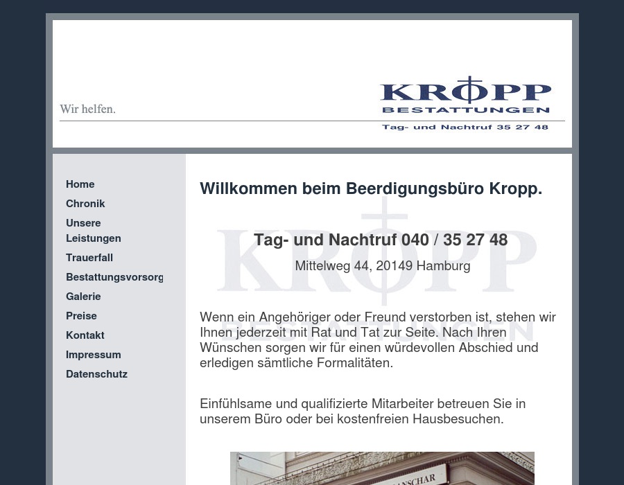 Kropp Wilh. H. St. Anschar Beerdigungsbüro