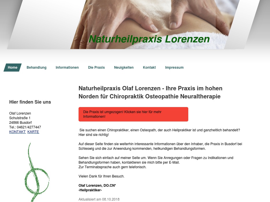 Lorenzen Olaf Osteopathie Heilpraktiker -Chiropraktik Osteopathie Neuraltherapie-