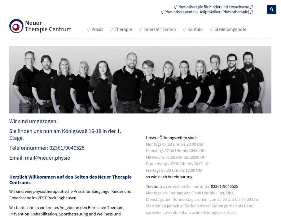 Neuer Therapie Centrum Physiotherapie Krankengymnastik