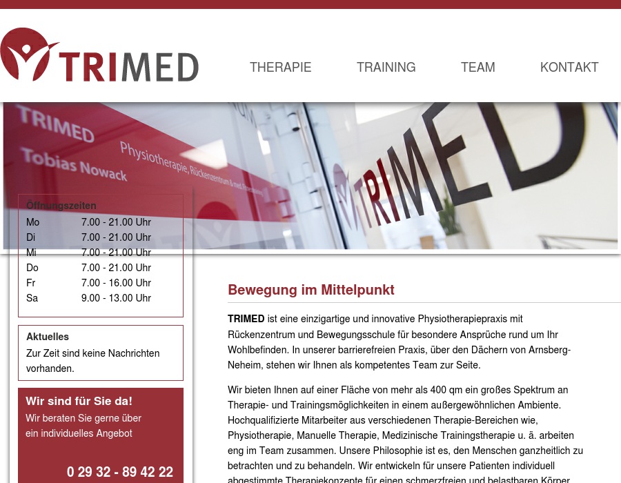 Trimed Physiotherapie, Rückenzentrum & med. Fitnesstraining
