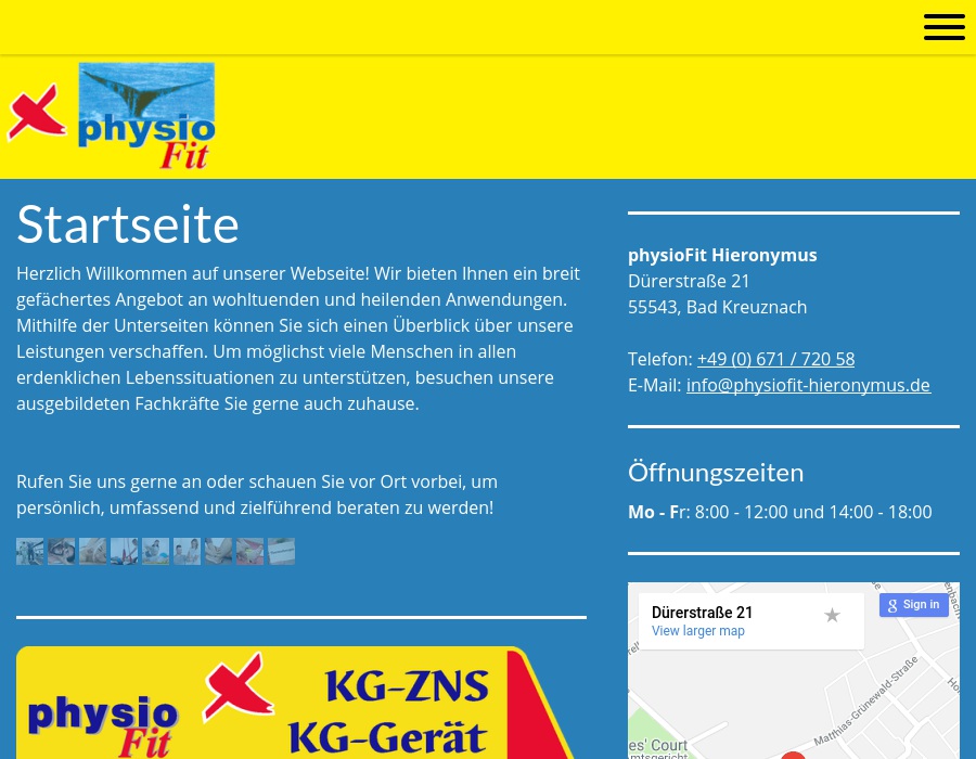 Krankengymnastik Hieronymus Praxis für Physiotherapie