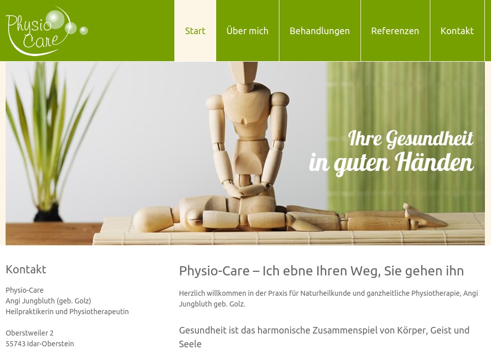 PHYSIO-CARE Angela Jungbluth Praxis für Krankengymnastik + Naturheilkunde
