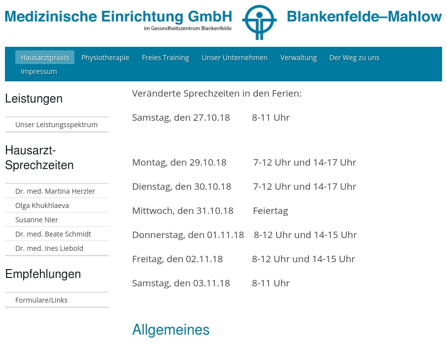 Allgemeinmedizin Herzler Dr., Nier, Schmidt Dr. & Innere Medizin Khukhlaeva & Physiotherapie