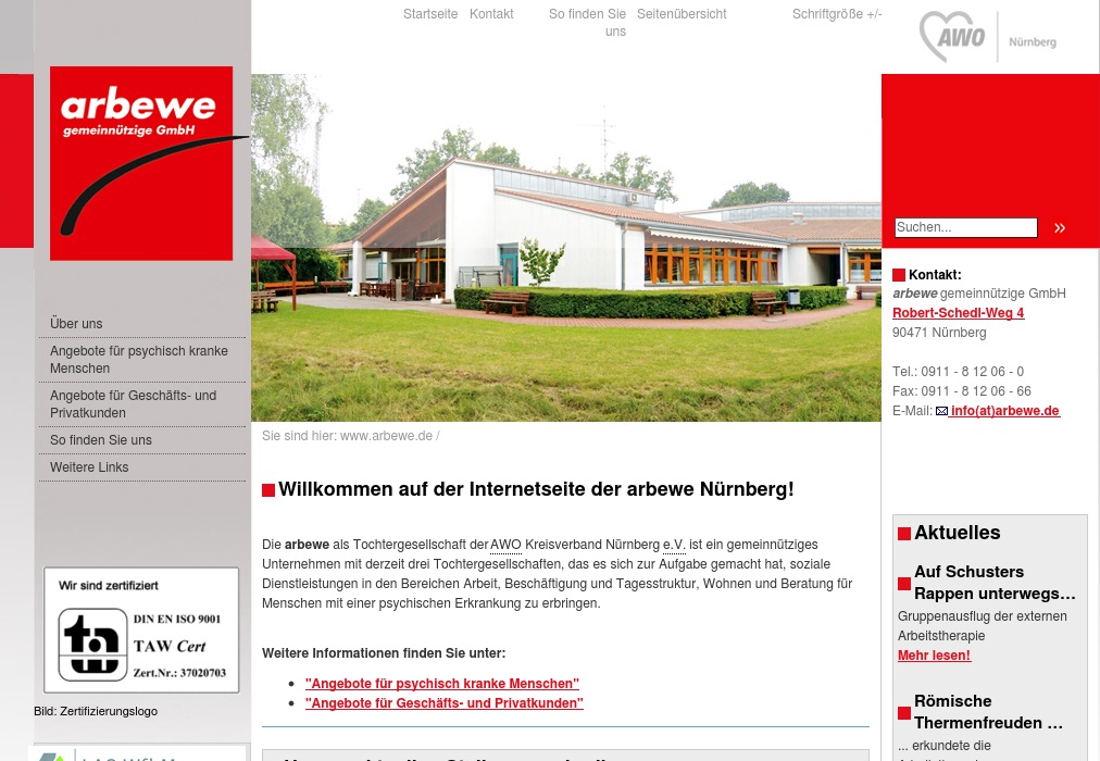 arbewe gemeinnützige GmbH Werkstatt f.psychisch behinderte Menschen