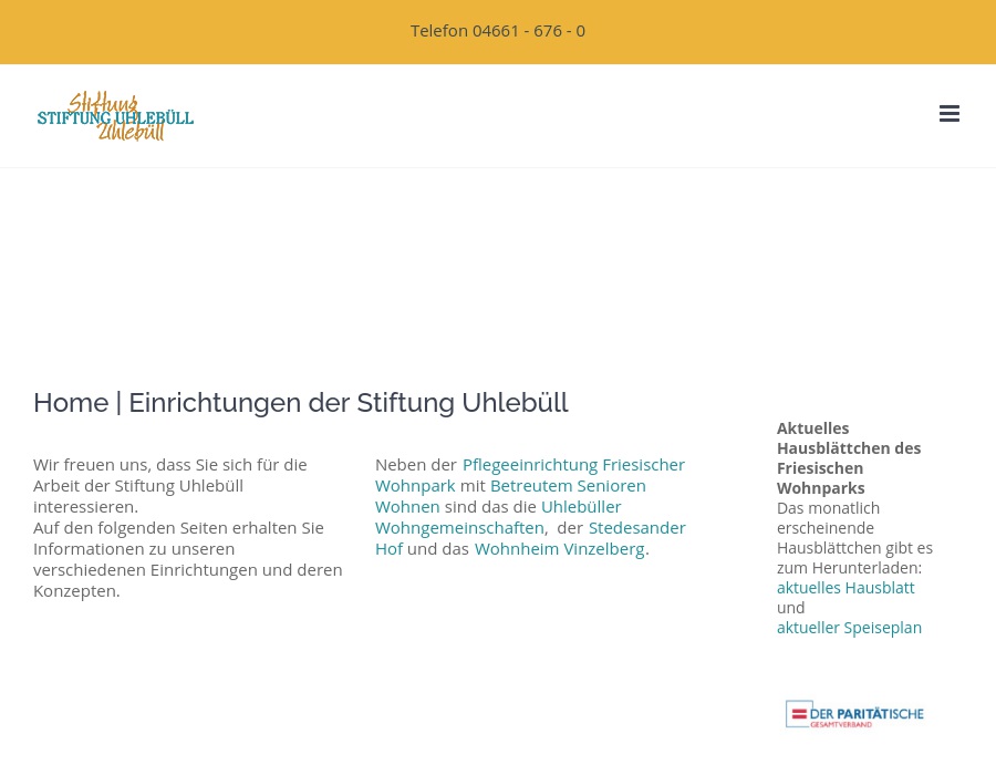 Stiftung Uhlebüll Verwaltung Seniorenheim im Friesischen Wohnpark