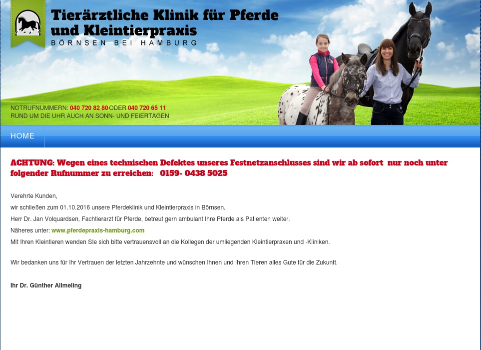 Allmeling Günther Dr.med.vet. tierärztliche Klinik für Pferde
