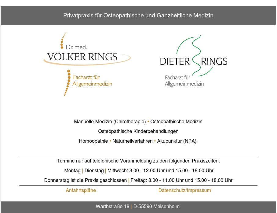 Dr. V. u. D. Rings - Praxis für Osteopathische und Ganzheitliche Medizin Fachärzte für Allgemeinmedizin