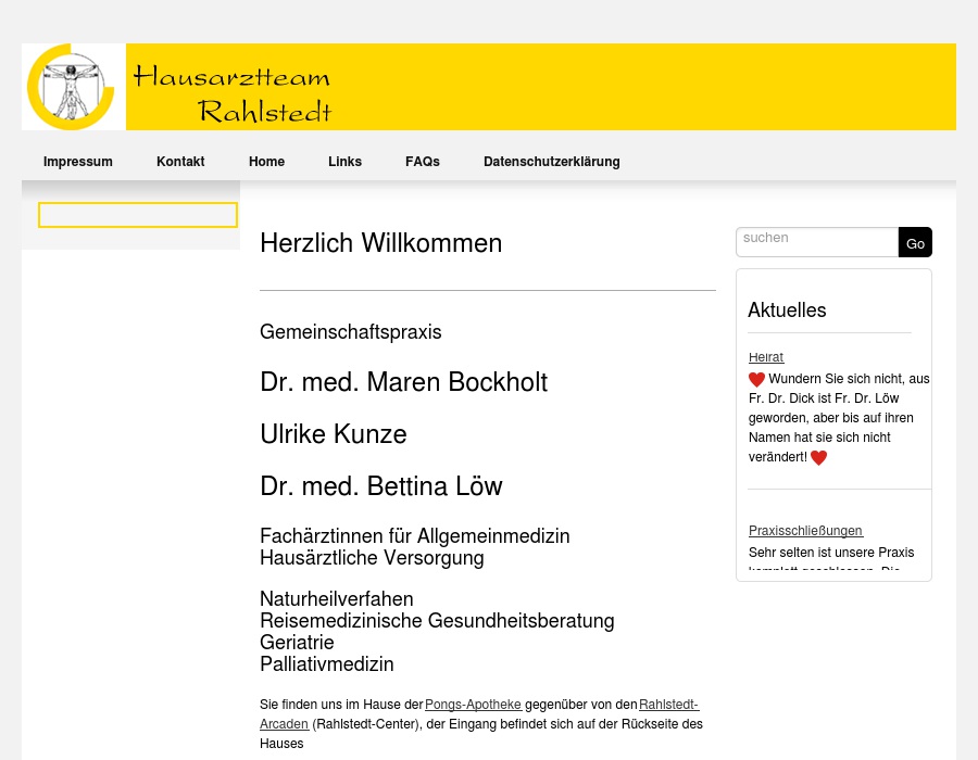 Hausarztteam Rahlstedt Dr. Maren Bockholdt, Dr. Bettina Dick, Dr. Katrin Fiege, Ulrike Kunze Ärzte für Allgemein Medizin