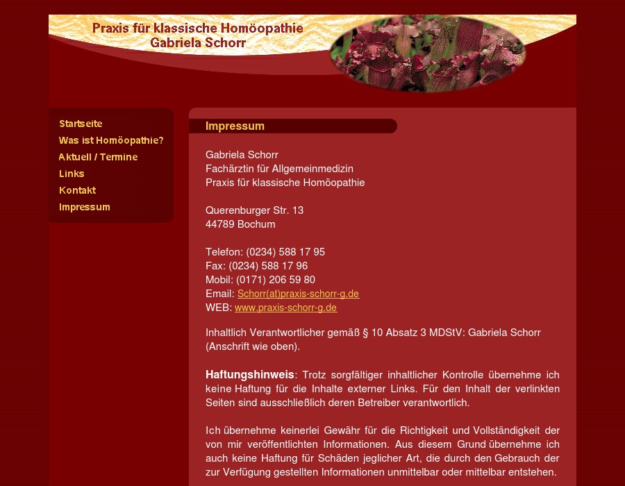 SCHORR GABRIELA Fachörtzin für Allgemeinmedizin, homöopatische Ärztin