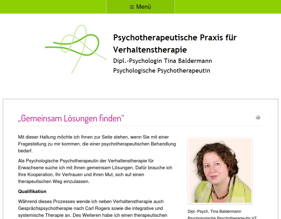 Dipl.-Psych. Tina Baldermann Psychotherapeutische Praxis für Verhaltenstherapie
