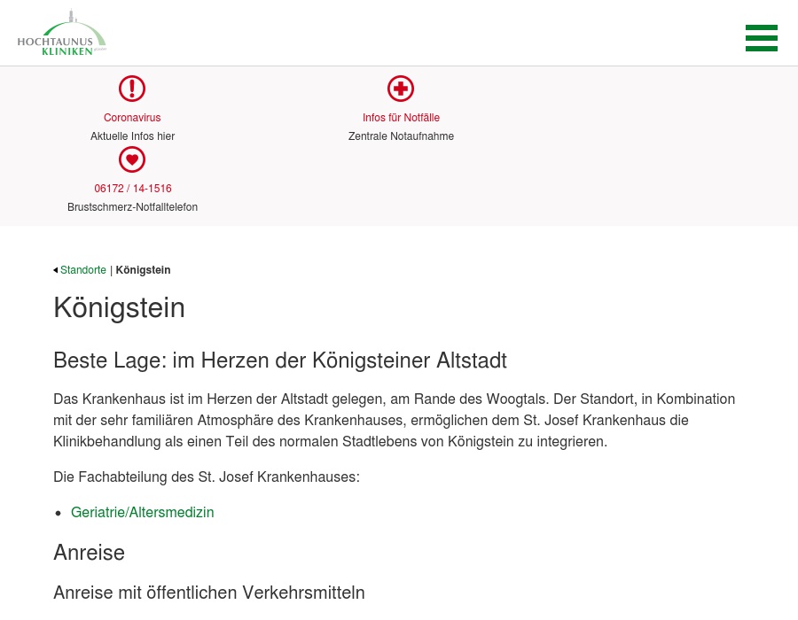 Hochtaunus-Kliniken gGmbH - Königstein Geriatrie