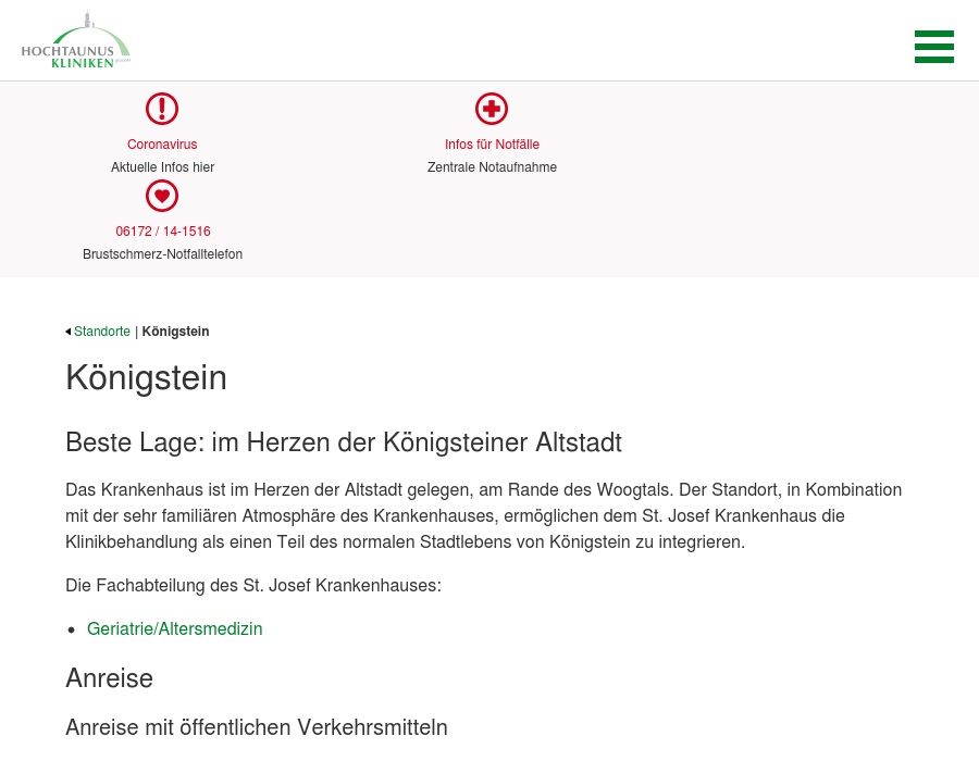 Hochtaunus-Kliniken gGmbH - Königstein Geriatrie