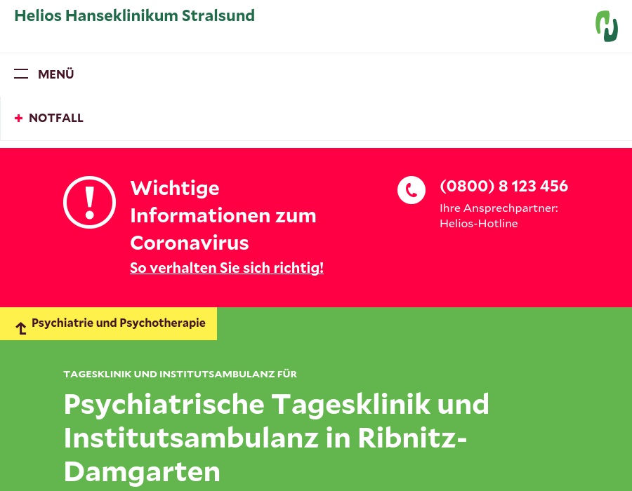 HELIOS Psychiatrische Tagesklinik und Institutsambulanz Ribnitz-Damgarten