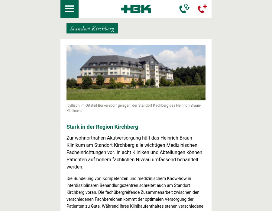Heinrich-Braun-Klinikum gemeinnützige GmbH, Standort Kirchberg