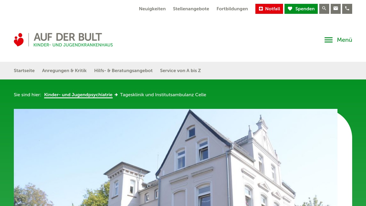 Kinder- und Jugendkrankenhaus AUF DER BULT, Tagesklinik und Ambulanz Celle