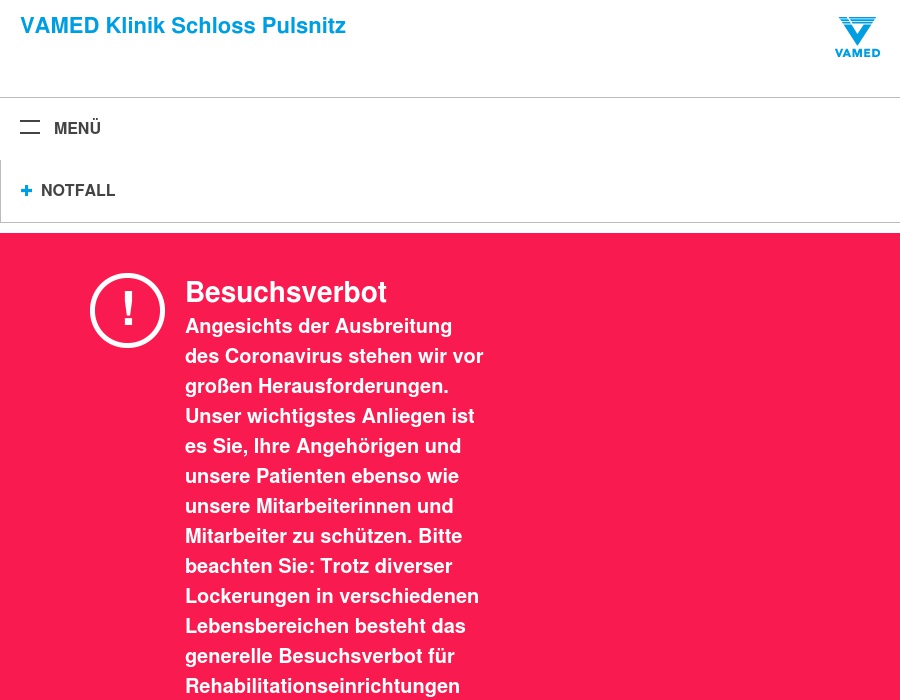 VAMED Klinik Schloss Pulsnitz GmbH: Krankenhausbereich, enthalten sind nur die Daten der Patientinnen/Patienten der Besonderen Einrichtung, ohne Patientinnen/Patienten aus dem Reha-Bereich