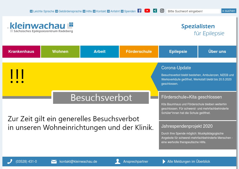 Kleinwachau Sächsisches Epilepsiezentrum Radeberg gGmbH, Fachkrankenhaus für Neurologie
