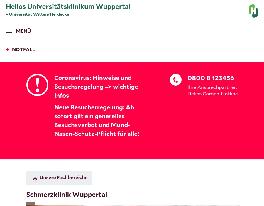 Helios Universitätsklinikum  Wuppertal -Schmerzklinik Bergisch Land