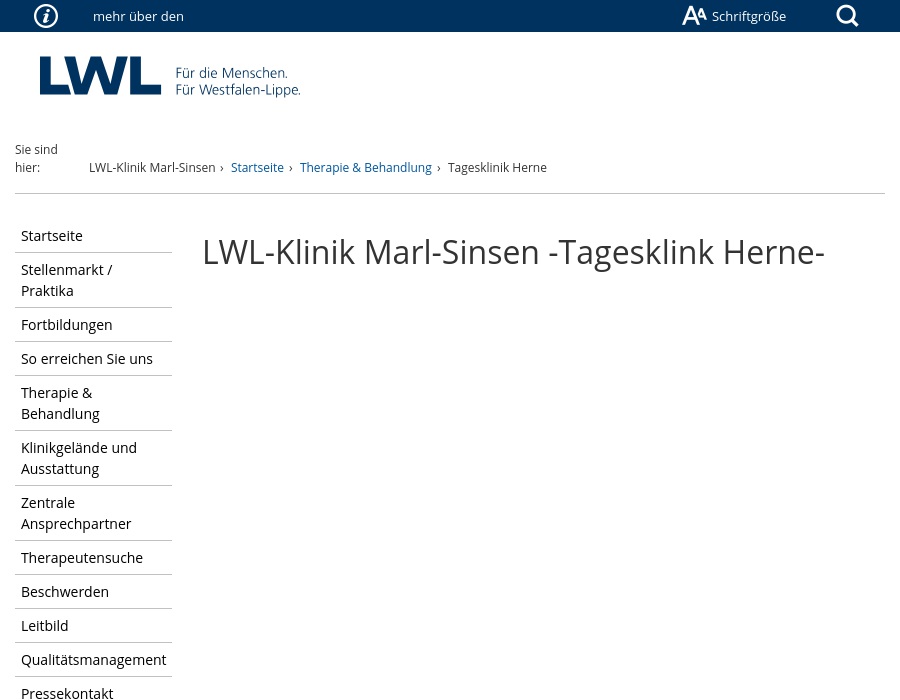 LWL Klinik Marl-Sinsen Tagesklinik Herne