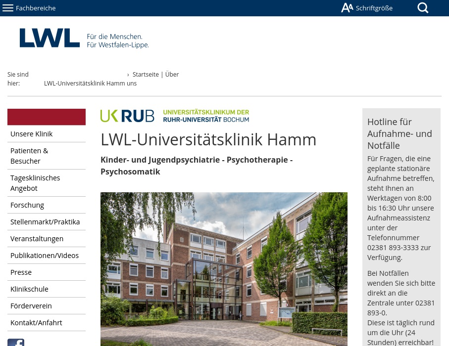 LWL-Universitätsklinik Hamm/ Tagesklinik Warendorf