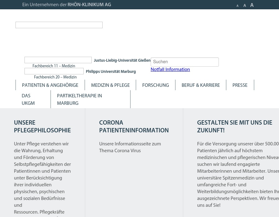 Universitätsklinikum Gießen und Marburg, Standort Gießen