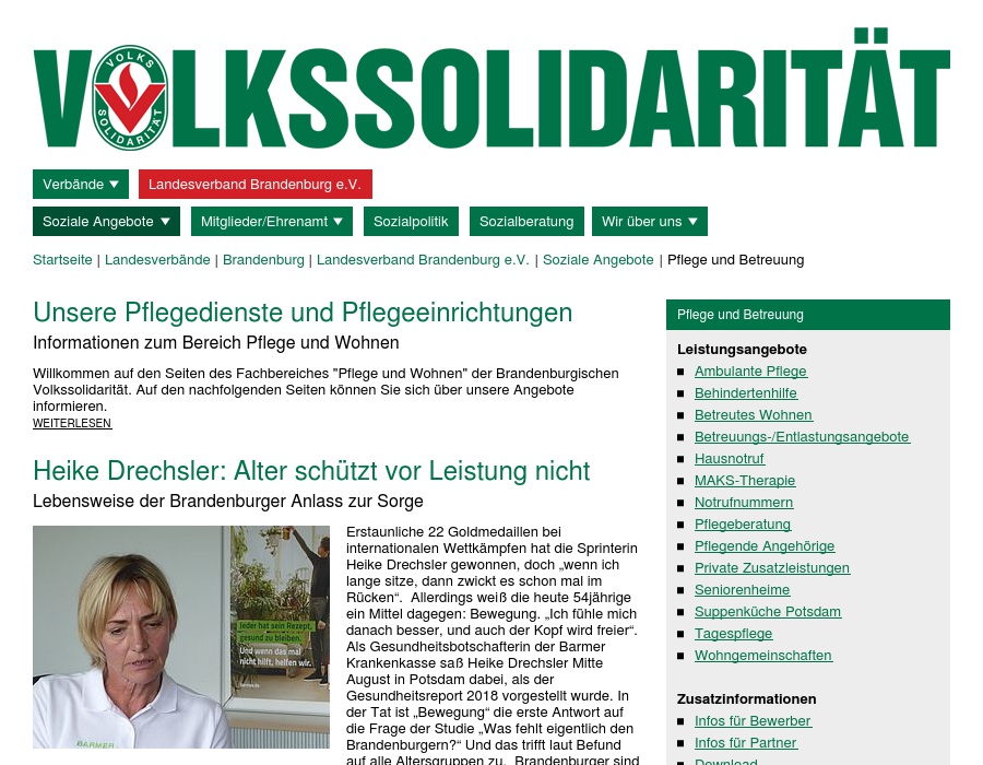 Volkssolidarität Landesverband Brandenburg e.V. Verbandsbereich Prignitz-Ruppin, Sozialstation Rheinsberg