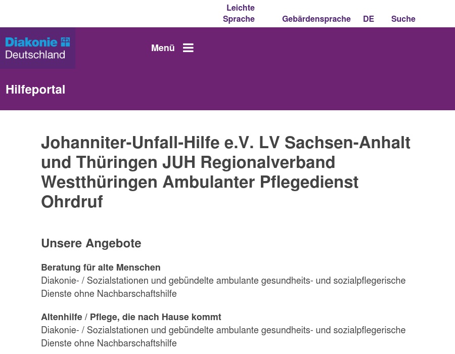 Johanniter-Unfall-Hilfe e.V. Ambulanter Pflegedienst Ohrdruf