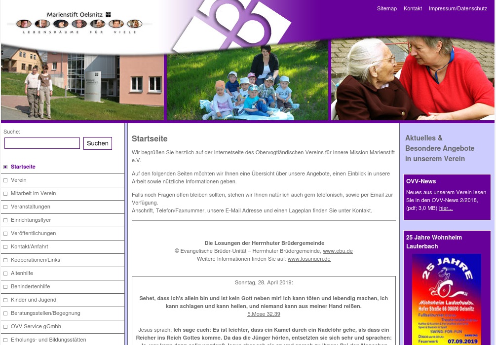 Obervogtländischer Verein für Innere Mission Marienstift e.V. Häusliche Pflege