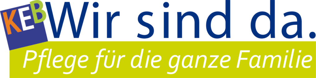 Logo: Wir sind da. KEB-Pflege für die ganze Familie