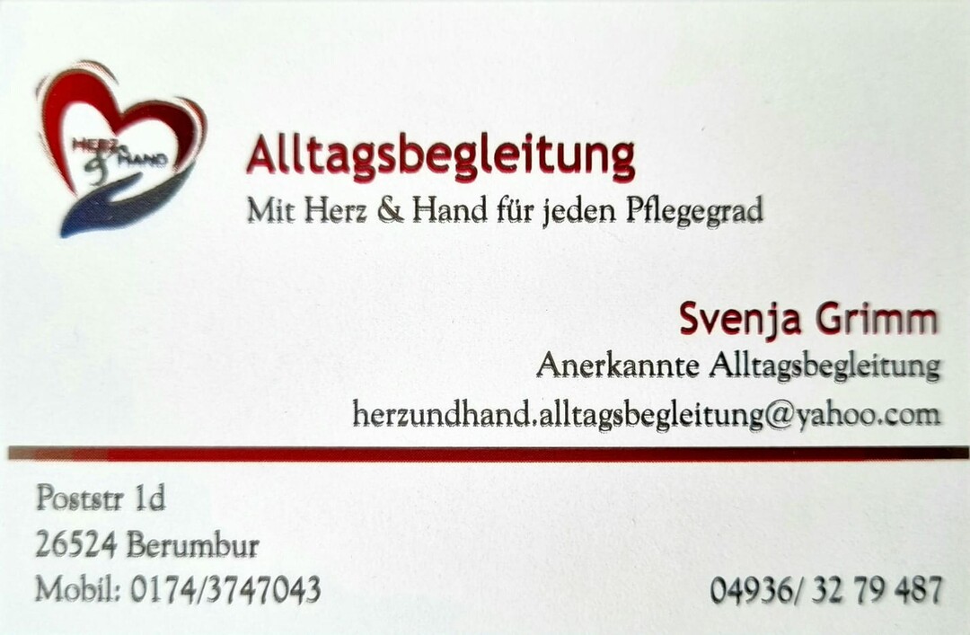 Logo: Alltagsbegleitung  Mit Herz und Hand  Grimm
