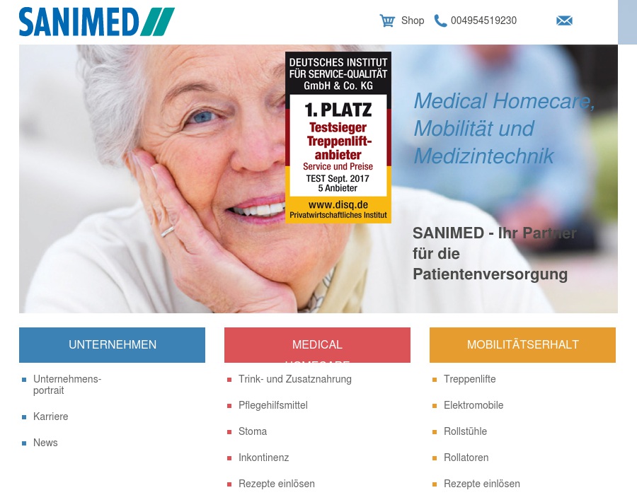 SANIMED Medical Homecare Mobilität u. Medizintechnik Sanitätshandel